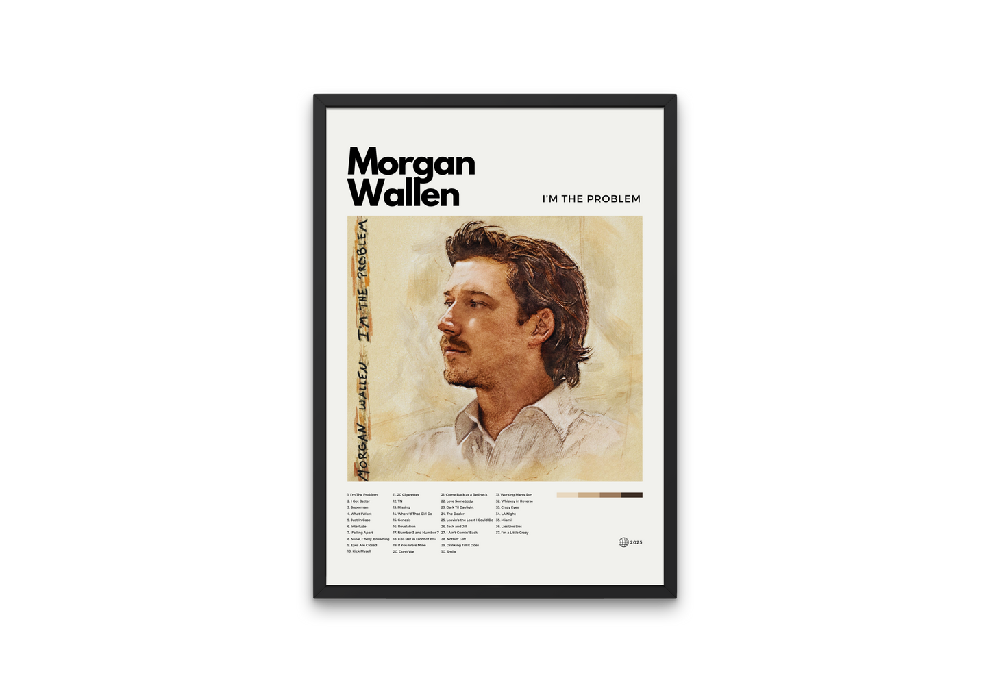 Framed poster of Morgan Wallen with his name and album title on a white background