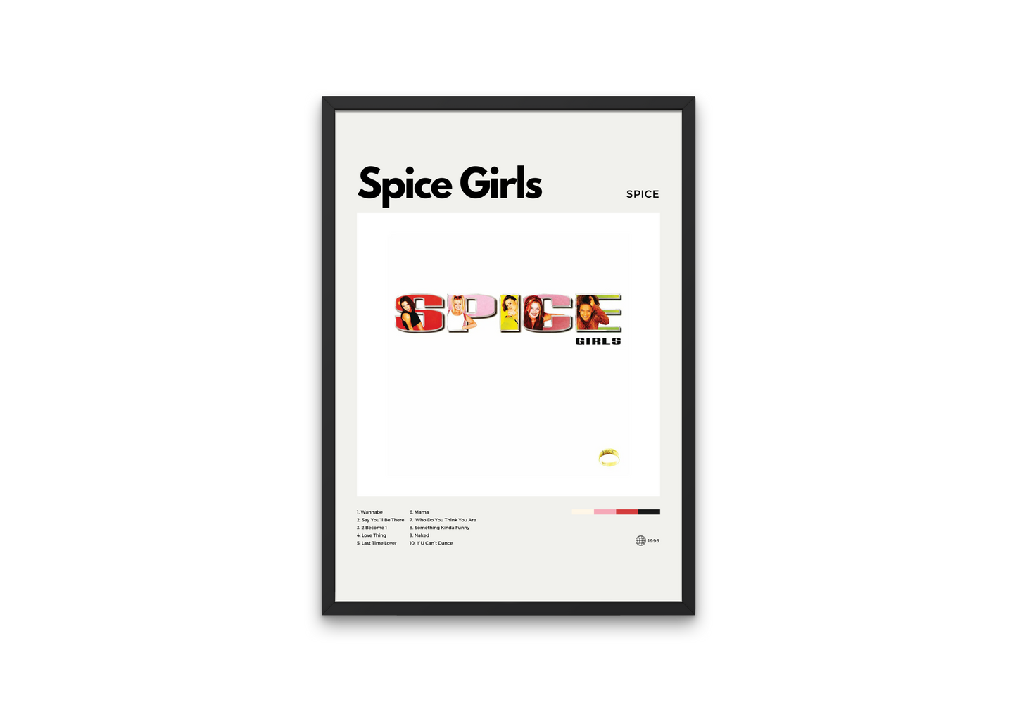 Framed poster of Spice Girls on a white background