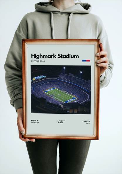 Highmark Stadium Person Holding a Framed Poster