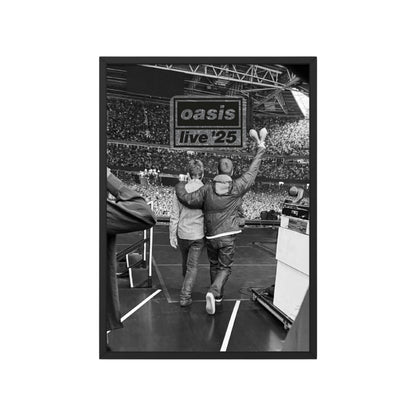 Oasis Live 25 Concert Poster - Liam and Noel Gallagher on stage in Cardiff