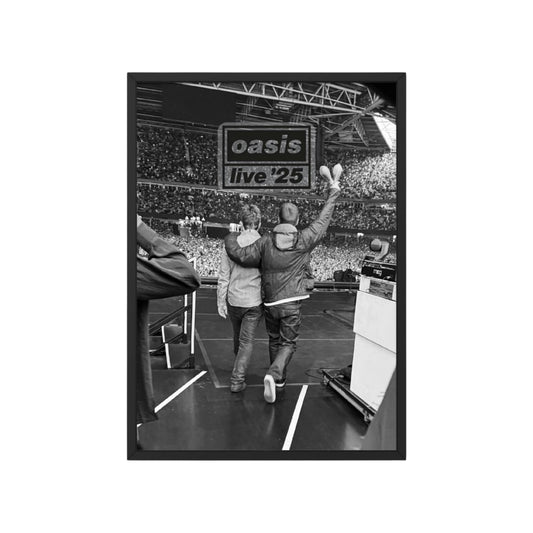 Oasis Live 25 Concert Poster - Liam and Noel Gallagher on stage in Cardiff