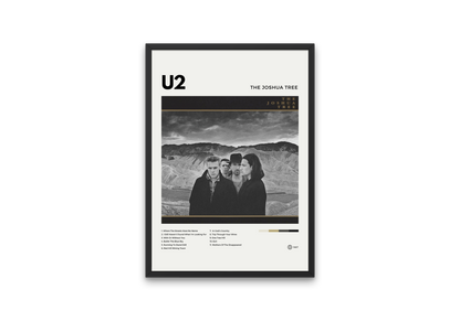 Framed poster of U2's 'The Joshua Tree' album cover on a white background