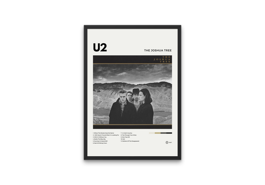 Framed poster of U2's 'The Joshua Tree' album cover on a white background