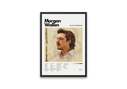 Framed poster of Morgan Wallen with his name and album title on a white background